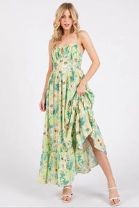 Mittoshop Floral Smocked Back Ruffled Hem Maxi Cami Dress - Brittney MADE