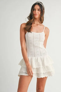 MABLE Bow Pointelle Knit Ruffle Mini Dress - Brittney MADE