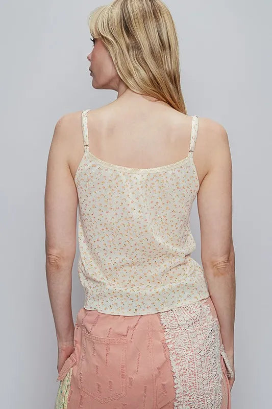 POL Floral Scoop Neck Adjustable Strap Cami - Brittney MADE