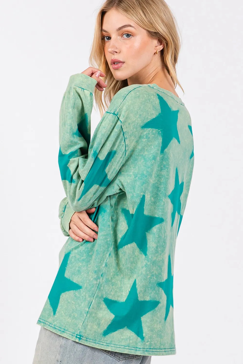 SAGE + FIG Mineral Wash Star Pattern T-Shirt - Brittney MADE