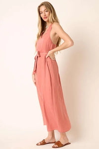 Mittoshop Cross Back Belted V Neck Tank Maxi Dress - Brittney MADE
