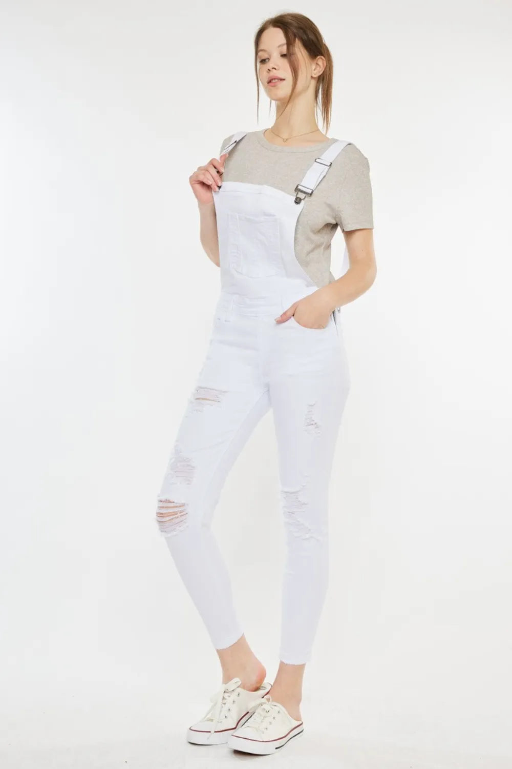 Kancan Distressed Skinny Denim Overalls - Brittney MADE