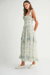 MABLE Floral Printed Shoulder Strap Midi Dress - Brittney MADE