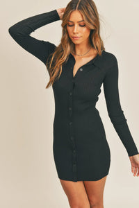 Mable Button Up Ribbed Mini Shirt Dress - Brittney MADE