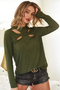 BiBi Butterfly Looking Cutout Rib Knit Top - Brittney MADE