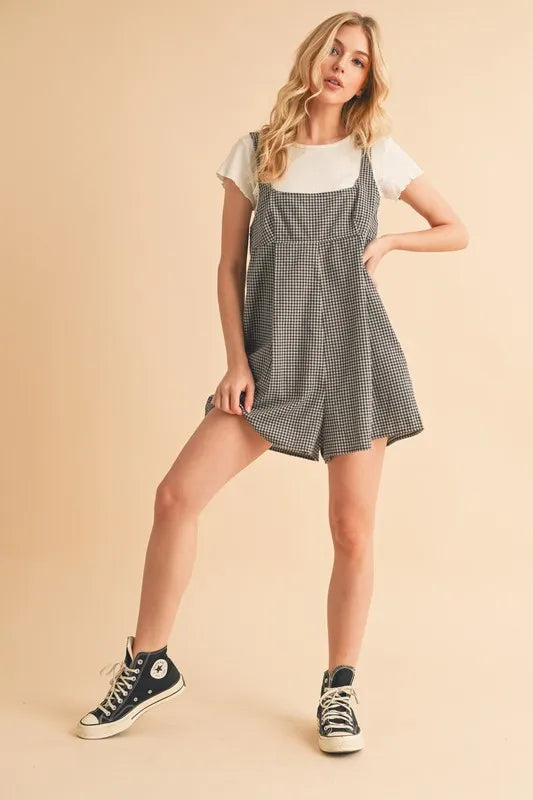 Aemi+Co Plaid Square Neck Romper - Brittney MADE