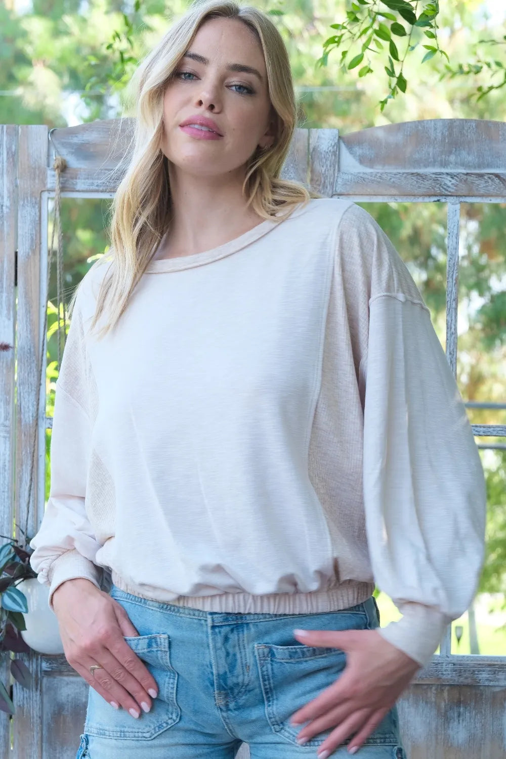 Hailey & Co Rib and Two Tone Knit Mixed Top - Brittney MADE