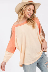 SAGE + FIG Color Block Curved Hem T-Shirt - Brittney MADE