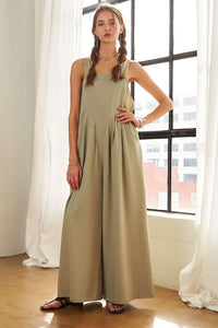 ADORA Square Neck Wide Leg Overalls with Pockets - Brittney MADE