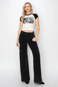 Risen Full Size High Rise Wide Leg Cargo Jeans - Brittney MADE