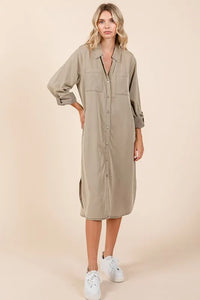 Mittoshop Button Down Long Sleeve Shirt Dress - Brittney MADE