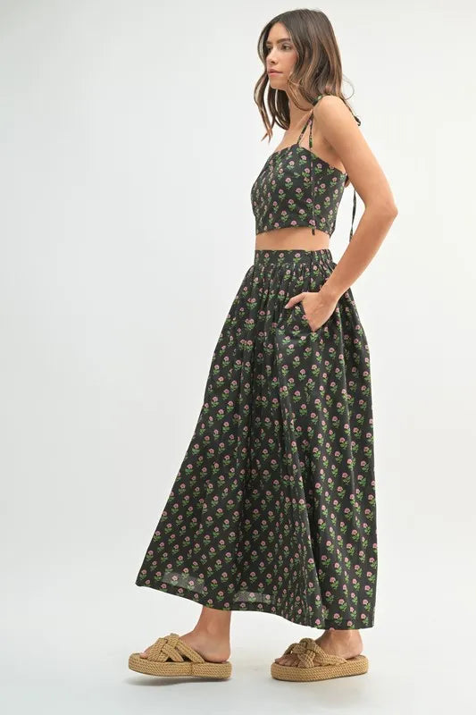 MABLE Floral Crop Top and Skirt Set - Brittney MADE