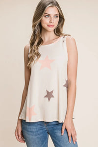 BOMBOM Star Print Round Neck Tank - Brittney MADE