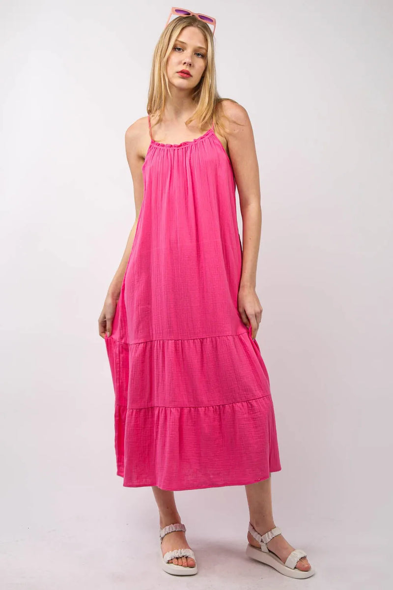 VERY J Ruffled A-Line Midi Cami Dress - Brittney MADE