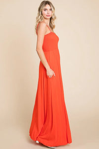 Culture Code Full Size Smocked Cami Maxi Dress with Pockets - Brittney MADE