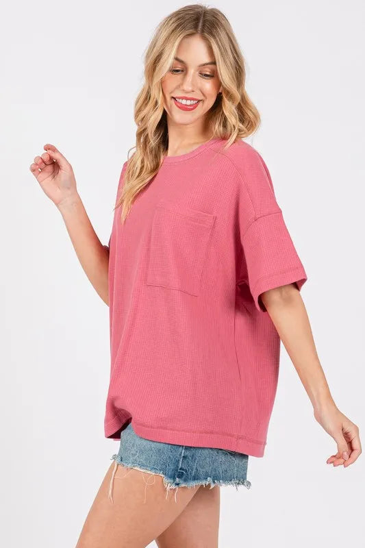 Cesfemme Textured Drop Shoulder T-Shirt - Brittney MADE