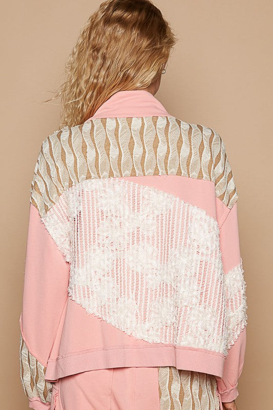 POL Applique Patchwork Zip Up Jacket - Brittney MADE