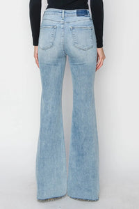 RISEN Full Size High Rise Raw Cut Hem Bootcut Jeans - Brittney MADE