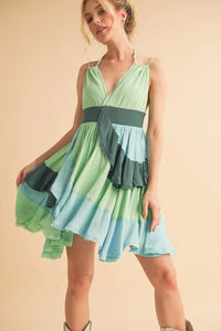 Aemi+Co Ruffled Color Block Sleeveless Mini Dress - Brittney MADE