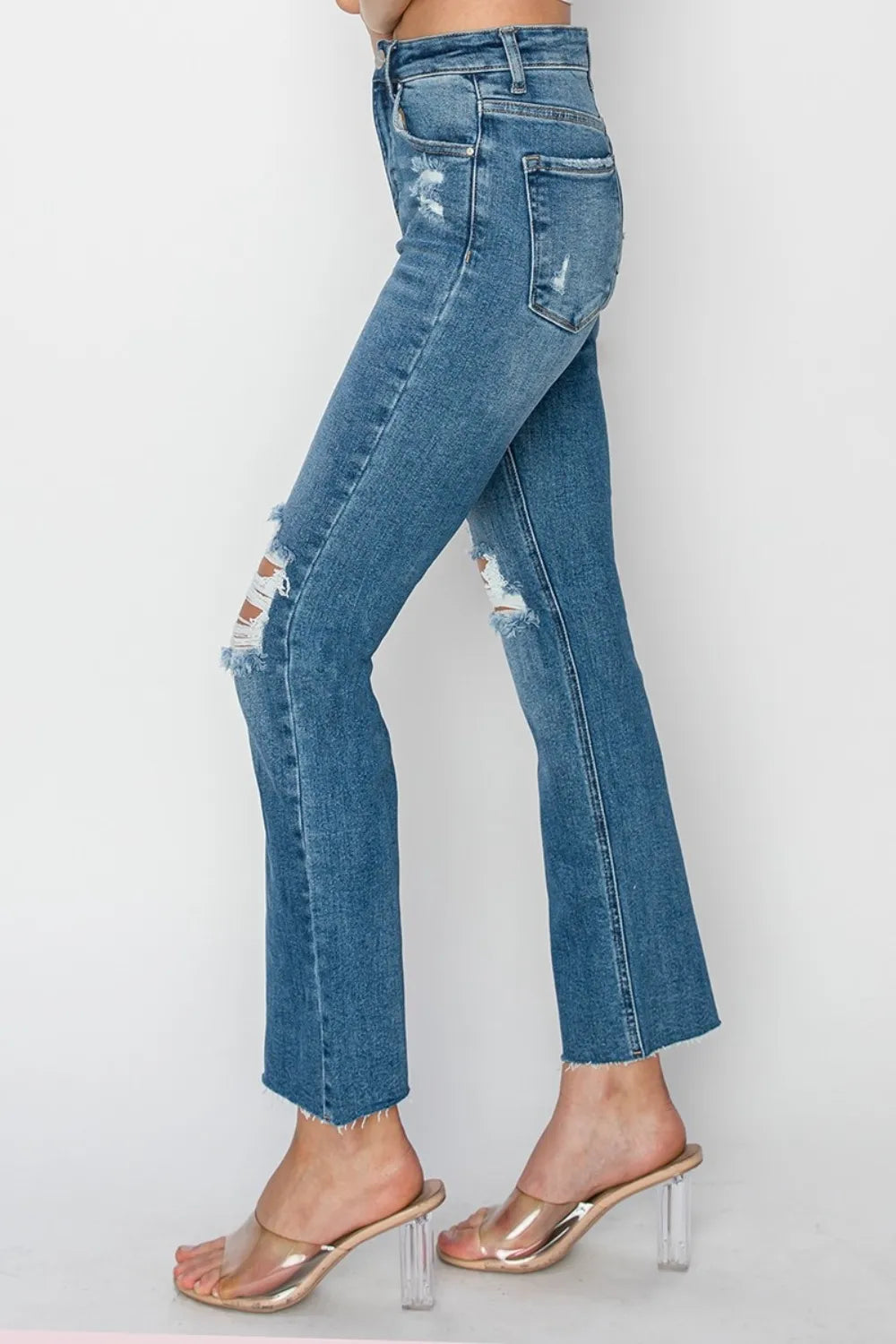 RISEN High Rise Distressed Ankle Jeans - Brittney MADE