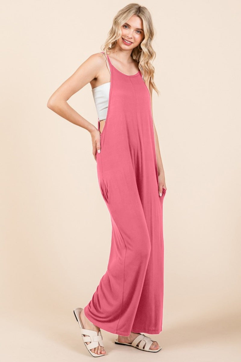 Culture Code Full Size Sleeveless Wide Leg Jumpsuit with Pockets - Brittney MADE