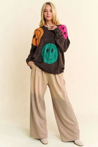 Davi & Dani Rhinestone Drawstring Wide Leg Pants - Brittney MADE