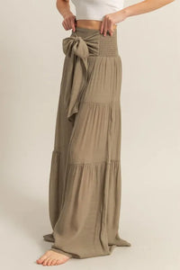 HYFVE Front Tie Waist Tiered Palazzo Pants - Brittney MADE