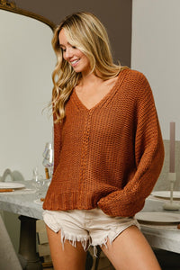 BiBi V-Neck Cable Knit Sweater - Brittney MADE