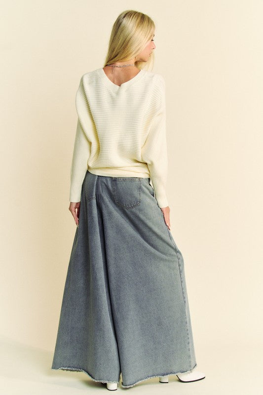 Davi & Dani Round Neck Batwing Sleeve Sweater - Brittney MADE