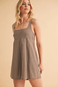 Aemi+Co Plaid Square Neck Romper - Brittney MADE