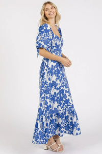 Mittoshop Cutout Back Floral Sweetheart Neck Puff Sleeve Dress - Brittney MADE