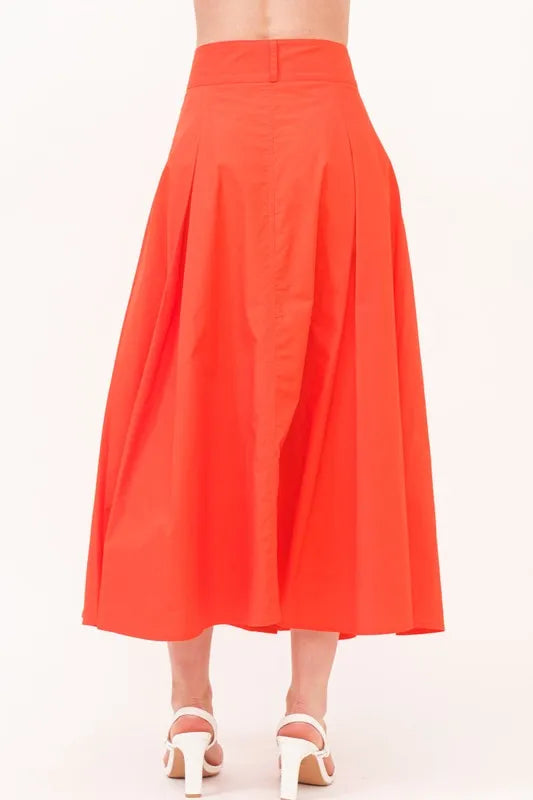 And The Why Button Front Pleated Midi Skirt - Brittney MADE