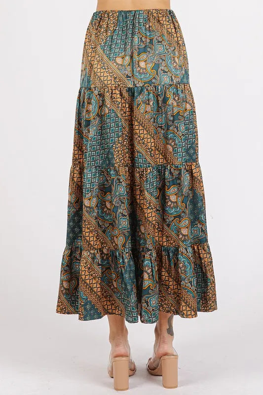 Mittoshop Paisley Patchwork Print Satin Maxi Skirt - Brittney MADE