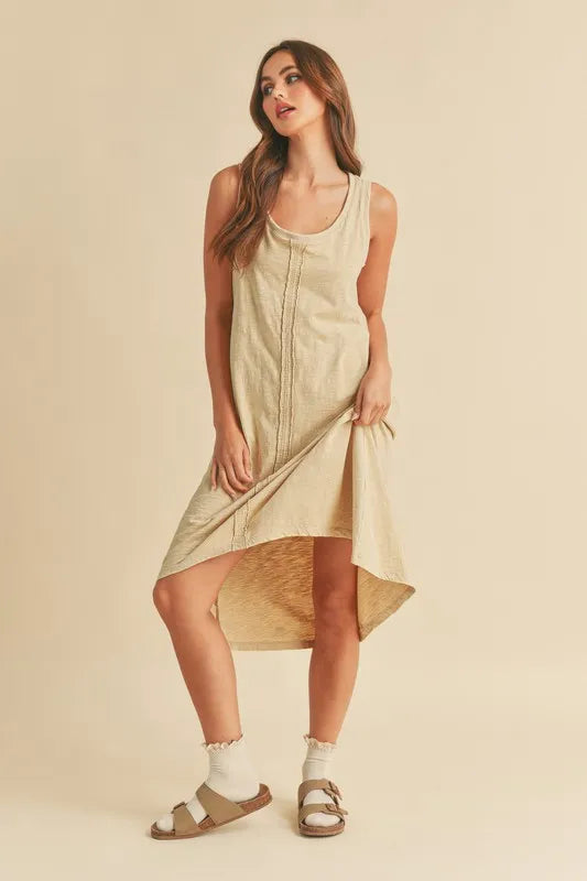 Aemi + Co High-Low Hem Scoop Neck Midi Tank Dress - Brittney MADE