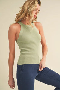Aemi + Co Grecian Neck Ribbed Tank - Brittney MADE
