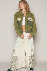 POL Embroidered Sleeve Raw Edge Quilted Jacket - Brittney MADE