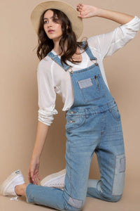 POL Front Chest Zipper Slim Leg Denim Overalls - Brittney MADE