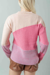VERY J Color Block Long Sleeve Sweater - Brittney MADE