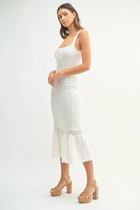 MABLE Ruffled Hem Sleeveless Crochet Knit Midi Dress - Brittney MADE