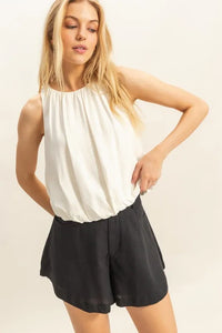 HYFVE Bubble Hem Round Neck Sleeveless Blouse - Brittney MADE
