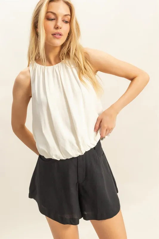 HYFVE Bubble Hem Round Neck Sleeveless Blouse - Brittney MADE
