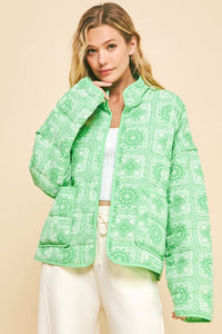 Davi & Dani Vintage Print Open Front Jacket with Pockets - Brittney MADE