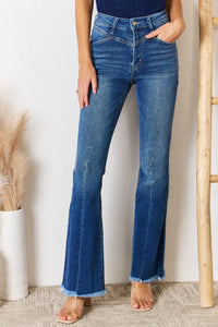 Kancan High Rise Raw Hem Flare Jeans - Brittney MADE