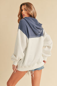 Aemi + Co Color Block Drop Shoulder Hoodie with Kangaroo Pocket - Brittney MADE