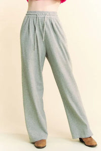 Davi & Dani Rhinestone Elastic Waist Wide Leg Pants - Brittney MADE