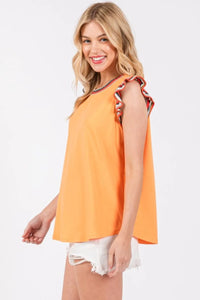 Ces Femme Contrast Striped Sleeveless Round Neck Top - Brittney MADE