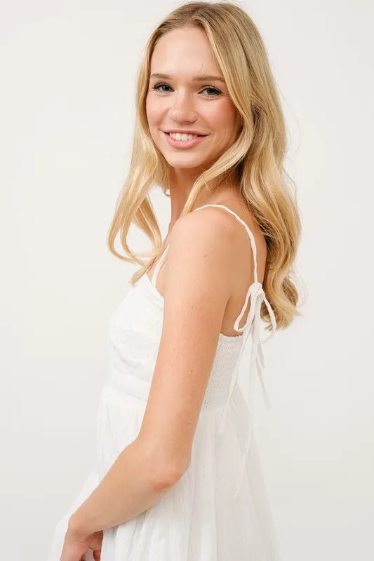 And The Why Ruched Front Smocked Back Babydoll Mini Dress - Brittney MADE