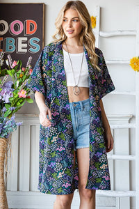Heimish Full Size Half Sleeve Floral Open Cardigan Plus Size - Brittney MADE