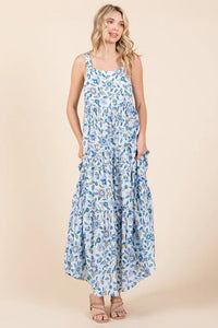 Mittoshop Flower Print Tiered Sleeveless Empire Maxi Dress - Brittney MADE