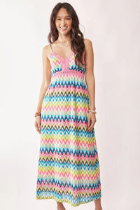 Davi & Dani Multi Color Crochet Lace Midi Dress - Brittney MADE
